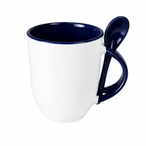 Galería Taza Blanca con Cuchara, Asa + Deliniado Color