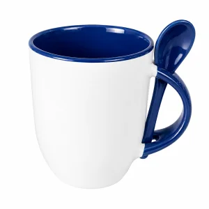 Galería Taza Blanca con Cuchara, Asa + Deliniado Color