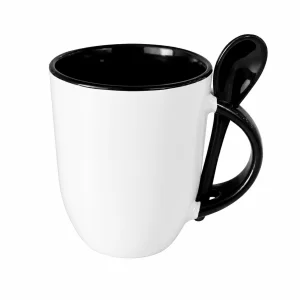 Galería Taza Blanca con Cuchara, Asa + Deliniado Color