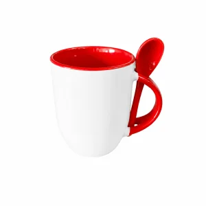Galería Taza Blanca con Cuchara, Asa + Deliniado Color