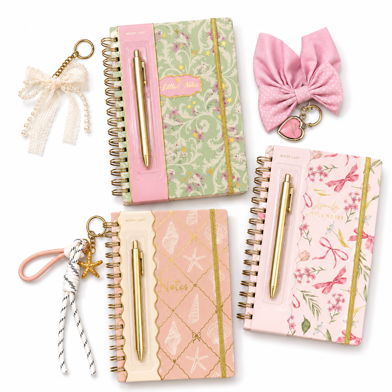 Libreta + Lapicero y Charms