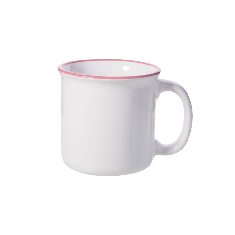 Taza de Cerámica Esmaltada Borde Pink 10oz.