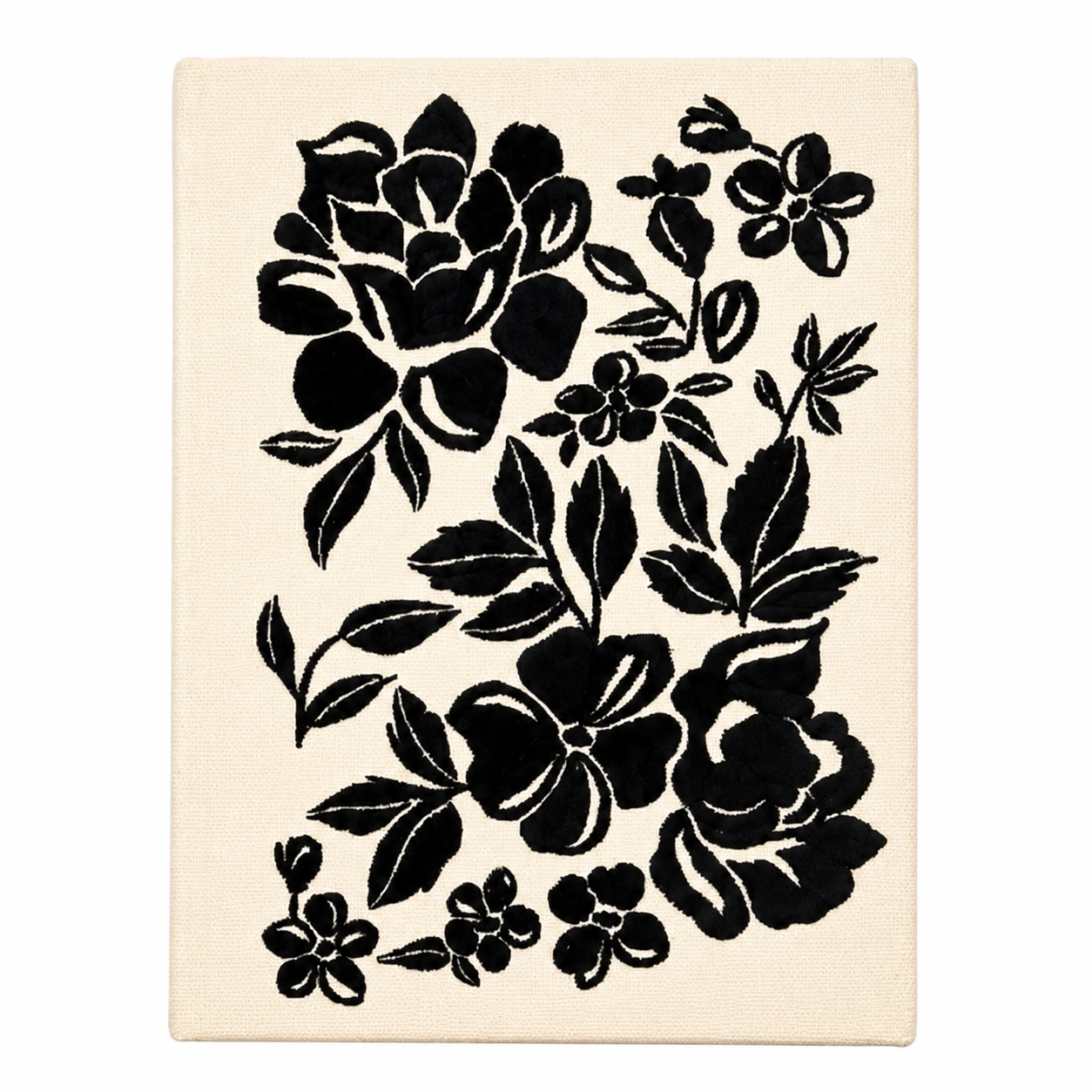 Libreta Bordada Flores Negra